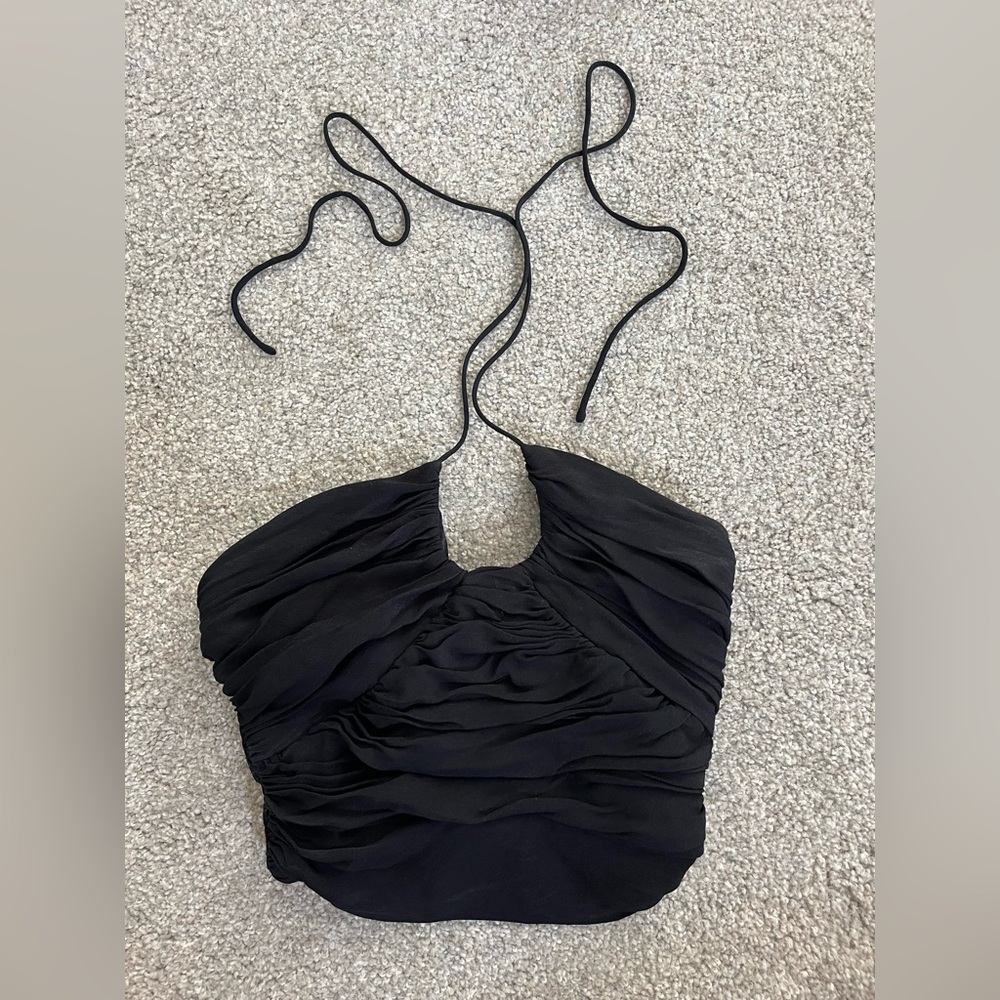 Zara satin effect draped halter top
